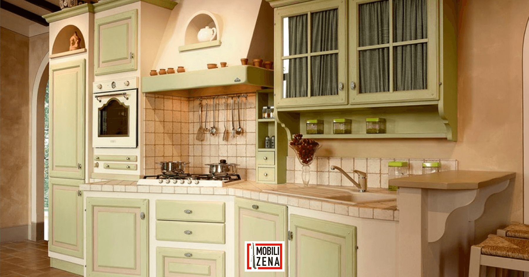 cucine in muratura color pastello