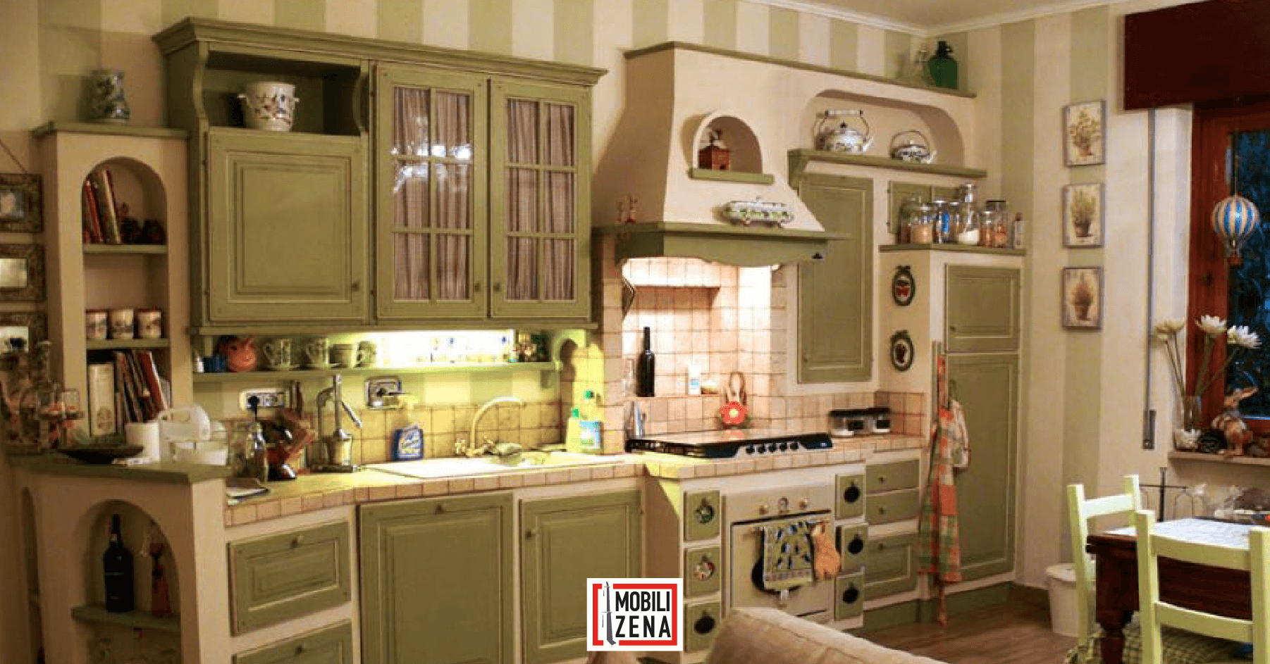Cucine Shabby in muratura colorato