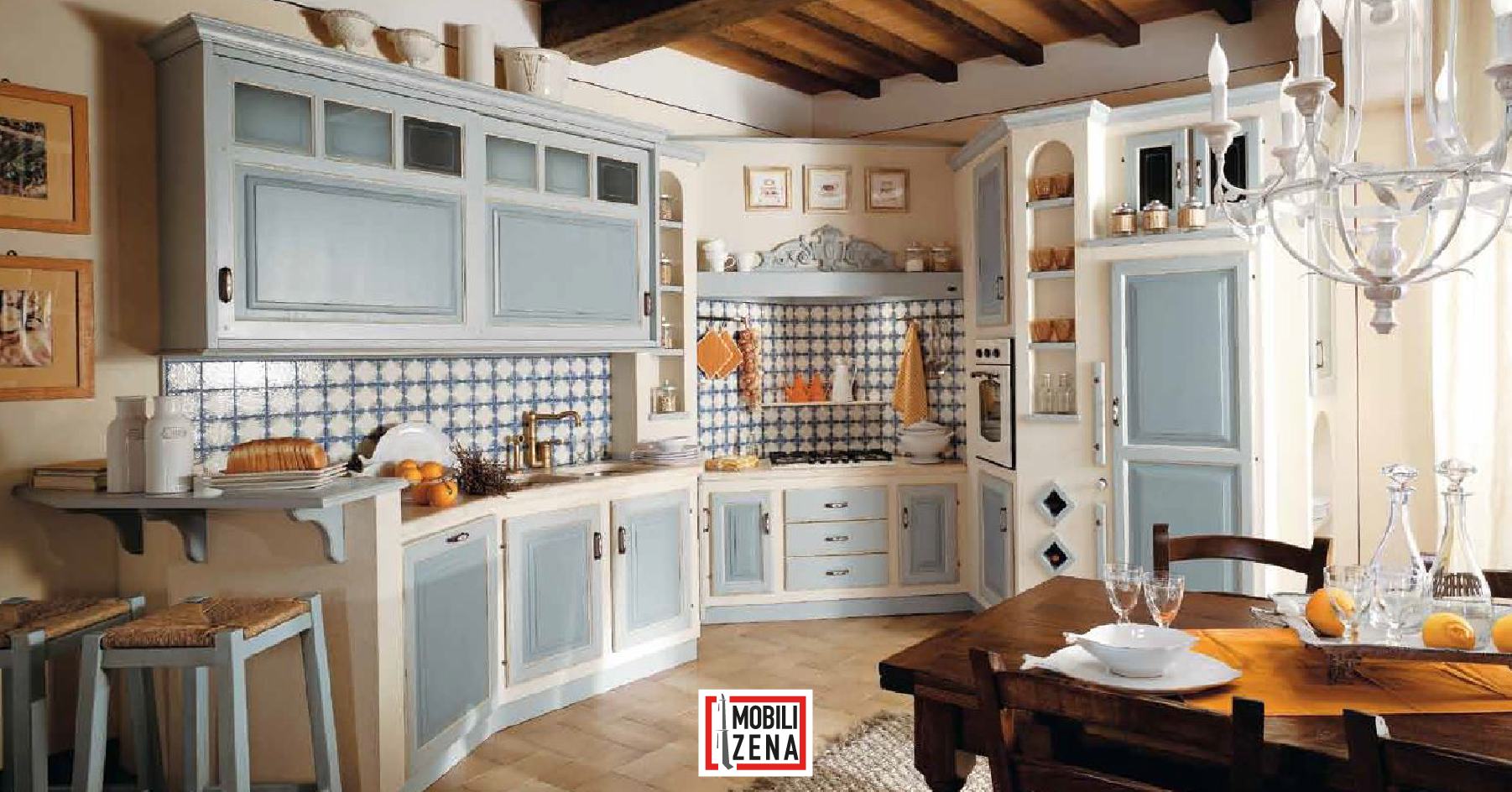 Cucine shabby colorate